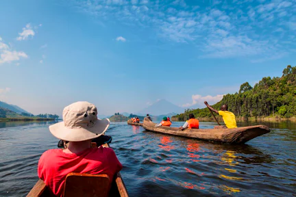 Canoeing at Lake Mutanda.
