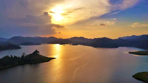 Sunset at Lake Mutanda.