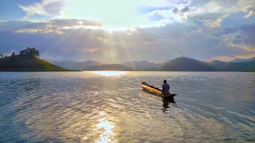 Canoeing at Lake Mutanda.