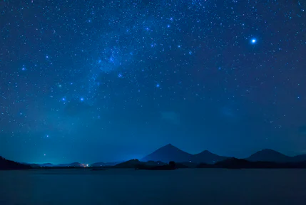 The starlight by the shores of Lake Mutanda.