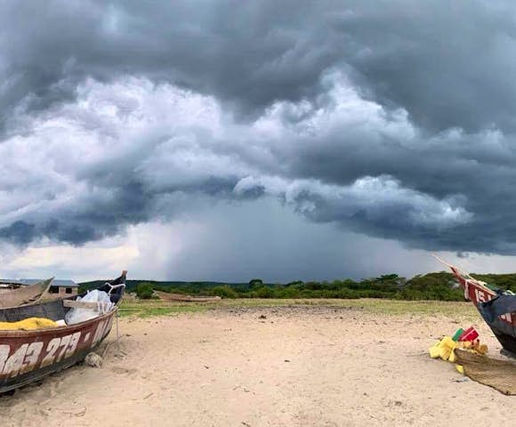 Storm clouds over Lake Edward.